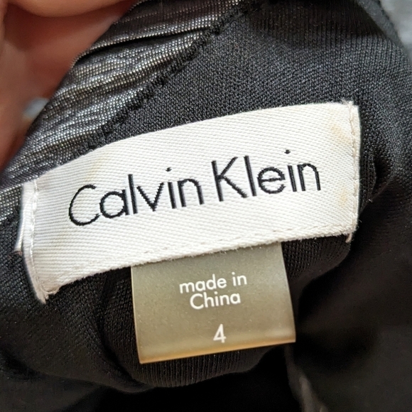 Calvin Klein shimmer grey beaded accent gathered v neck dress 4 - Picture 8 of 9